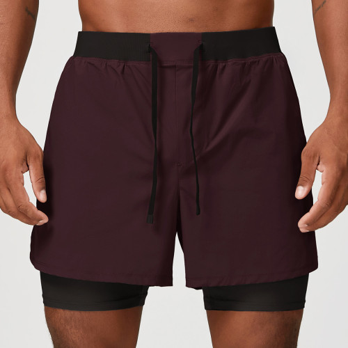 OEM & ODM Men's Running Quick-Dry Shorts - Cross-Border Fashion Casual Sportswear with Zipper, Double-Layer Bottoms for Outdoor & Tennis - Wholesale & Sourcing Agents Welcome1182