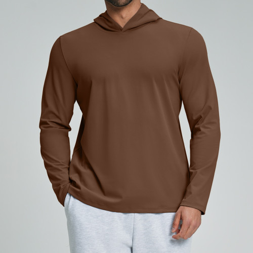 OEM & ODM Men's Sports Fitness Casual Breathable Hooded Long Sleeve T-Shirt - Cross-Border Commuting & Citywalk Wear 5086-1 | Wholesale & Sourcing Agents