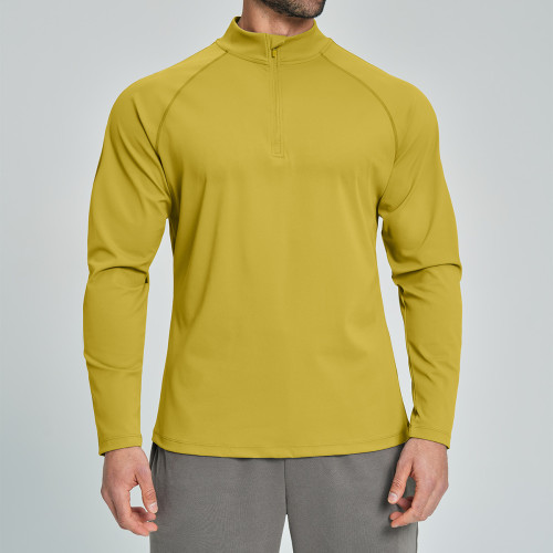 Men's Breathable Half-Zip Long Sleeve Sports Top for Fitness - Skin-Friendly Design Ideal for Hiking and Commuting | OEM, ODM & Wholesale Opportunities5086-2.