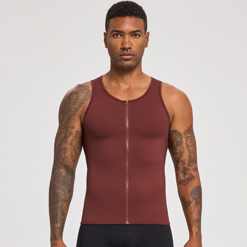 OEM & ODM European & American Men's Strong Shaping Compression Fitness Wear - Zippered Sports Tank Top, Quick-Dry Running Tank Top for Wholesale Sourcing51143