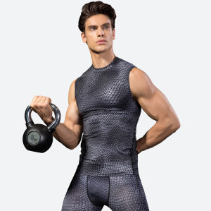 OEM & ODM Men's 3D Stereoscopic Print Fitness Running Sports Tank Top - Compression Elastic Sleeveless Quick-Dry Activewear for Bulk Buyers & Sourcing Agents4022