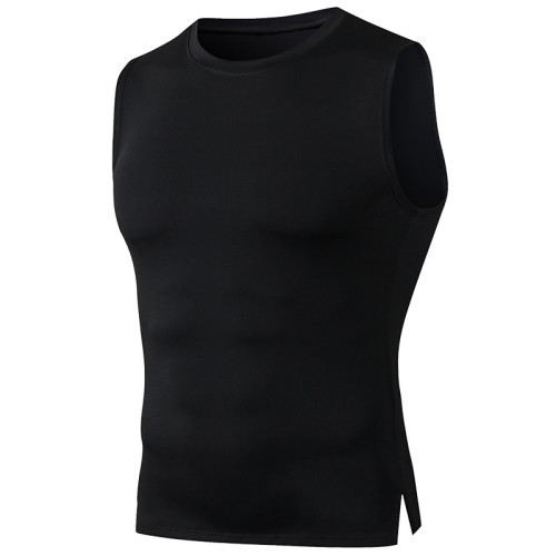 01106Men's Fitness Tank Top - High-Elastic Compression Training Top, Round Neck, Sleeveless Design, Quick-Dry Sports Running Apparel - OEM & ODM Available for Wholesale and Sourcing Agents