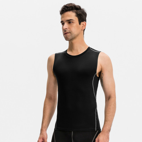 Men's PRO Fitness Tank Top with OEM & ODM Options - High-Elastic Compression Training Wear, Moisture-Wicking & Quick-Dry Sports Top for Bulk Orders01109