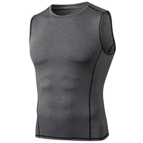 Men's Compression Sports Tank Top - OEM, ODM & Wholesale Options - Round Neck Quick-Dry Fitness Wear for Running - Moisture-Wicking Sleeveless Top 01108