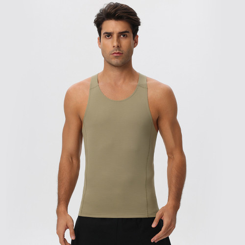 Wholesale OEM & ODM Men's Outdoor Fitness Tank Top - European & American Quick-Dry, High-Elastic Sports T-Shirt in Breathable Mesh Design51149
