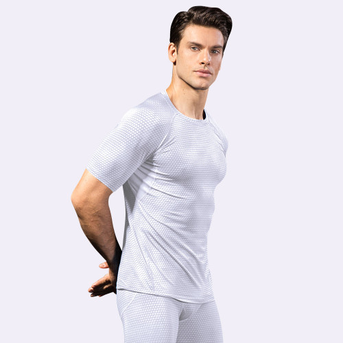 Men's 3D Stereoscopic Print Fitness Running Top - Elastic Compression Short Sleeve Shirt, Moisture-Wicking & Quick-Dry, Available for OEM, ODM, and Wholesale Partnerships4023