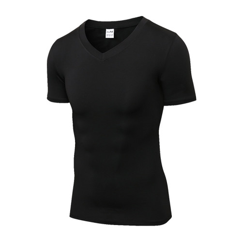 OEM & ODM Men's V-Neck Compression Short Sleeve PRO Fitness T-Shirt - High-Elastic, Quick-Dry Running Sports Training Apparel for Wholesalers & Sourcing Agents | Hot Seller 1118