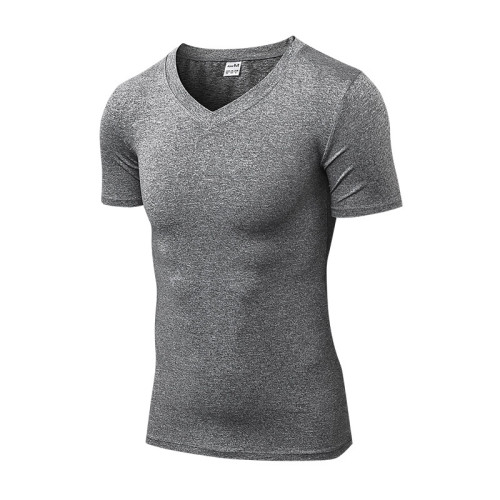 OEM & ODM Men's V-Neck Compression Short Sleeve PRO Fitness T-Shirt - High-Elastic, Quick-Dry Running Sports Training Apparel for Wholesalers & Sourcing Agents | Hot Seller 1118