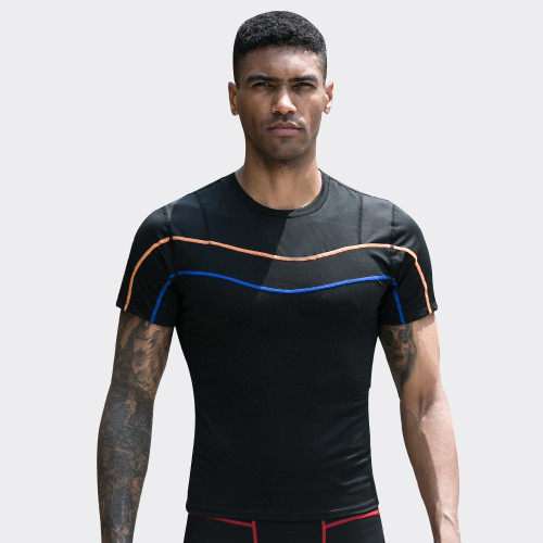 OEM & ODM Men's Fitness Short Sleeve Reflective Running T-Shirt - Quick-Dry, High-Elastic Compression Sportswear - Bulk Wholesale Available - Model 91209