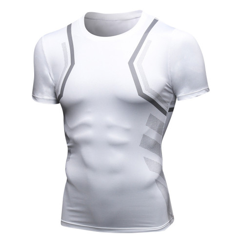 91205Men's Fitness Printed Short Sleeve Sports T-Shirt - OEM & ODM High-Elastic Compression Design - Quick-Dry, Breathable Fabric for Enhanced Performance - Ideal for Wholesale & Sourcing Agents