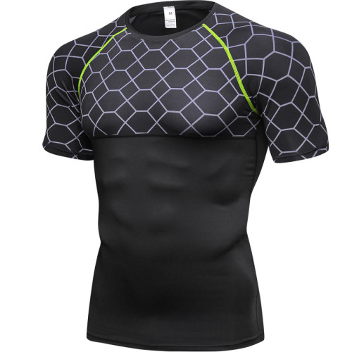 OEM & ODM Men's Fitness Short Sleeve Printed Splicing Sports Running Shirt - Moisture-Wicking, Quick-Dry, High-Elastic Compression Apparel 4003 for Wholesale & Sourcing Agents4003