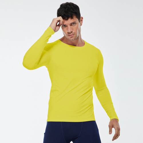 4002Men's Solid Color PRO Fitness Sports Running Compression T-Shirt - OEM & ODM Available, High-Elastic Moisture-Wicking Quick-Dry Long Sleeve, Ideal for Wholesale and Sourcing Agents in North America and Europe
