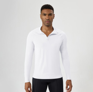 OEM & ODM European & American Men's Fitness Half-Zip Sports Long Sleeve Top - Sun Protection, Quick-Dry, Slim-Fit for Outdoor Casual Running | Wholesale Sourcing Agents AL10559