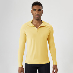 Custom OEM & ODM Men's Fitness Apparel - Half-Zip Long Sleeve Quick-Dry Top for Running | European & American Design with Sun Protection | Sourcing Agents WelcomeAL10559