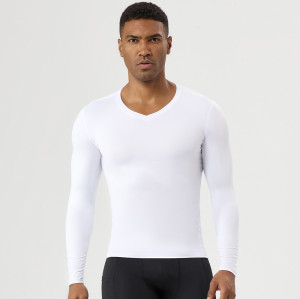 Men's V-Neck Long Sleeve Compression T-Shirt | Quick-Dry, High-Elastic Breathable Base Layer for Fitness | OEM, ODM, and Wholesale Sourcing Agents for Activewear51525