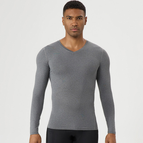 Men's V-Neck Long Sleeve Compression T-Shirt | Quick-Dry, High-Elastic Breathable Base Layer for Fitness | OEM, ODM, and Wholesale Sourcing Agents for Activewear51525