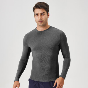 Wholesale Men's Autumn Fitness Long Sleeve Quick-Dry Running Sports T-Shirt - High-Elastic Compression Top for Outdoor Use - OEM & ODM Services Offered for Sourcing Agents, Style 41524