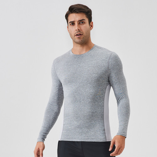 Wholesale Men's Autumn Fitness Long Sleeve Quick-Dry Running Sports T-Shirt - High-Elastic Compression Top for Outdoor Use - OEM & ODM Services Offered for Sourcing Agents, Style 41524