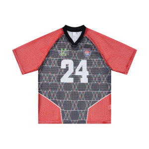 Jiezhan Menswear | OEM Flame Print Mesh Basketball Jersey - Short Sleeve 26 Summer Style | American Streetwear Raglan Sleeve T-Shirt for Wholesale & ODM Sourcing8486S26