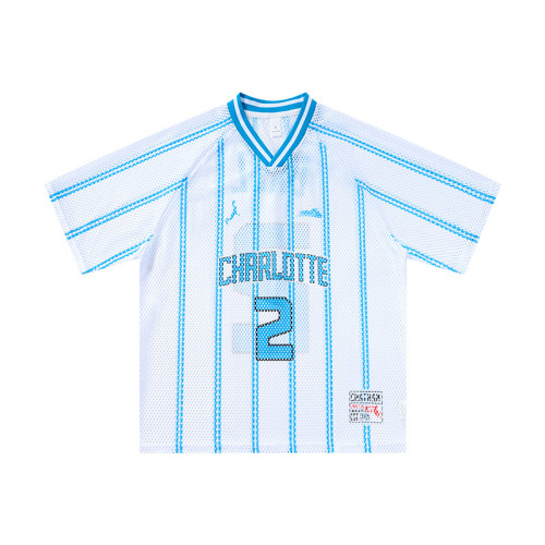 Jiezhan Menswear | OEM Flame Print Mesh Basketball Jersey - Short Sleeve 26 Summer Style | American Streetwear Raglan Sleeve T-Shirt for Wholesale & ODM Sourcing8486S26