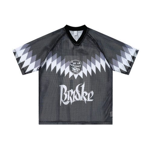 Jiezhan Menswear | OEM Flame Print Mesh Basketball Jersey - Short Sleeve 26 Summer Style | American Streetwear Raglan Sleeve T-Shirt for Wholesale & ODM Sourcing8486S26