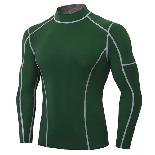 01516Wholesale High-Elastic Compression Long Sleeve Sports Top for Men – Quick-Dry Running Training Wear with Stand Collar in Color-Block Design | OEM & ODM Solutions for Activewear – Style 01506