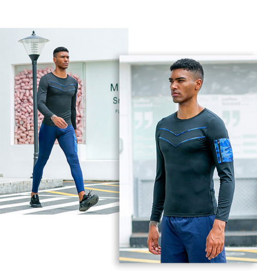 Wholesale Men's Fitness Long Sleeve Quick-Dry Outdoor Running T-Shirt - High-Elastic, Moisture-Wicking Compression Wear | OEM & ODM Services Available | Model 91502