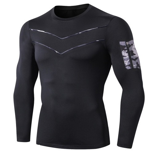 Wholesale Men's Fitness Long Sleeve Quick-Dry Outdoor Running T-Shirt - High-Elastic, Moisture-Wicking Compression Wear | OEM & ODM Services Available | Model 91502