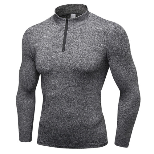 OEM/ODM Men's Autumn/Winter Sports Hoodie - High-Elastic Quick-Dry Long Sleeve Half-Zip Stand Collar for Fitness & Running - Wholesale & Sourcing Agents Available9004