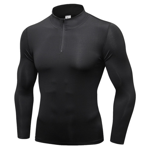 OEM/ODM Men's Autumn/Winter Sports Hoodie - High-Elastic Quick-Dry Long Sleeve Half-Zip Stand Collar for Fitness & Running - Wholesale & Sourcing Agents Available9004