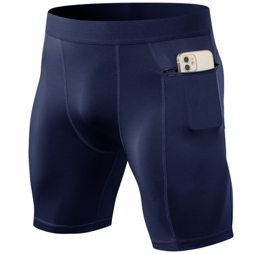 OEM & ODM Men's Compression Fitness Shorts with Zip Pocket - PRO High-Elastic Moisture-Wicking Quick-Dry Running Training Sports Shorts for Wholesale & Sourcing Agents | Style 11407