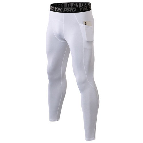 Wholesale & OEM Men's Winter Fleece-Lined Base Layer Training Pants with Pocket - High-Elastic Compression Running Long Pants | ODM Solutions for Activewear 11326