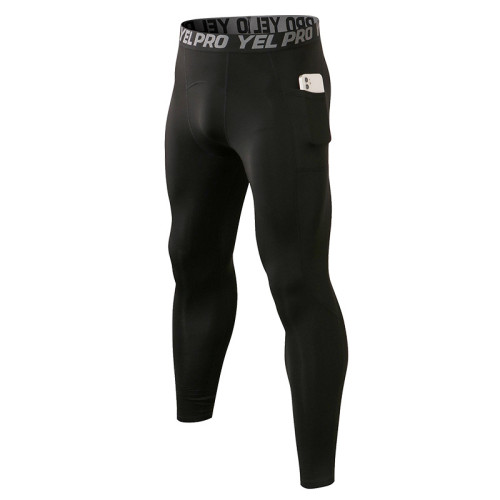 Wholesale & OEM Men's Winter Fleece-Lined Base Layer Training Pants with Pocket - High-Elastic Compression Running Long Pants | ODM Solutions for Activewear 11326