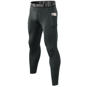 Wholesale & OEM Men's Winter Fleece-Lined Base Layer Training Pants with Pocket - High-Elastic Compression Running Long Pants | ODM Solutions for Activewear 11326