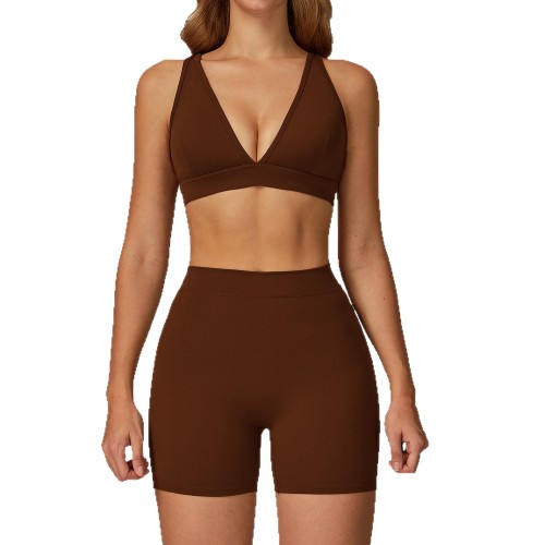 OEM & ODM Brushed Yoga Set - Casual Versatile Fitted Sports Set for Outdoor Running & Fitness | Wholesale Activewear Solutions