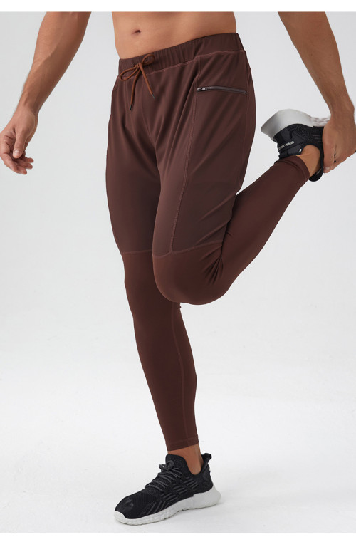 OEM & ODM Men's Nylon Fitness Running Long Pants with Zip Pocket - Quick-Dry, Breathable Calf Compression Sports Trousers for Wholesale and Sourcing Agents | Model 31343