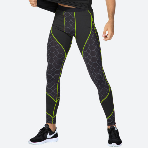 OEM & ODM Men's Printed Splicing Fitness Long Pants - High-Elastic Compression Trousers for Sports Running | Quick-Dry & Moisture-Wicking - Wholesale Options Available4070