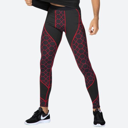 OEM & ODM Men's Printed Splicing Fitness Long Pants - High-Elastic Compression Trousers for Sports Running | Quick-Dry & Moisture-Wicking - Wholesale Options Available4070
