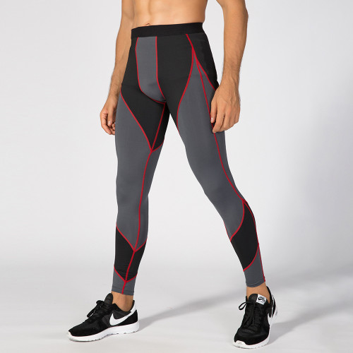 Premium Men's PRO Compression Sports Running Pants - High-Elastic, Quick-Dry & Moisture-Wicking | Available for OEM, ODM, Wholesale & Sourcing Agents - Color-Block Splicing Long Trousers 4030