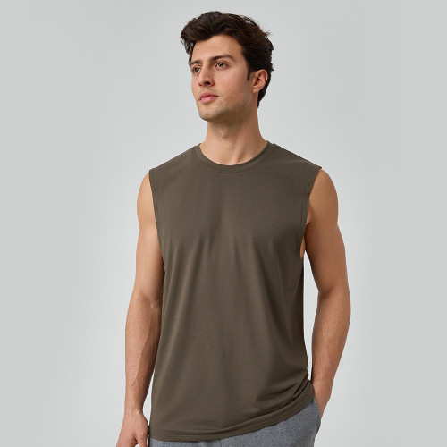 Wholesale Men's Loose Sports Vest - Modal Cooling Fabric, Breathable Wide-Strap Sleeveless Design for Fitness and Outdoor Running - OEM & ODM Available!51118