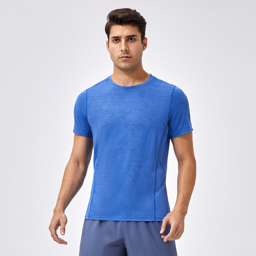 Men's Summer Fitness Short Sleeve Breathable Sports Running T-Shirt Slim Fit Round Neck Outdoor Training Quick-Dry Top 41229