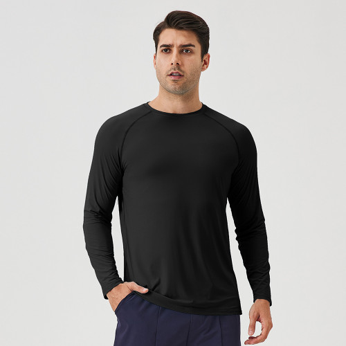 Men's Ice Silk Sun Protection Sports Long Sleeve T-Shirt - OEM & ODM Available for Wholesale & Sourcing Agents - Breathable Cooling Outdoor Running Fitness Top 41520