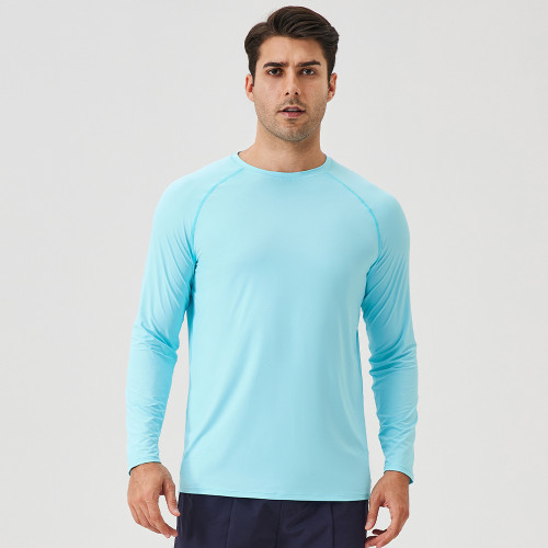 Men's Ice Silk Sun Protection Sports Long Sleeve T-Shirt - OEM & ODM Available for Wholesale & Sourcing Agents - Breathable Cooling Outdoor Running Fitness Top 41520