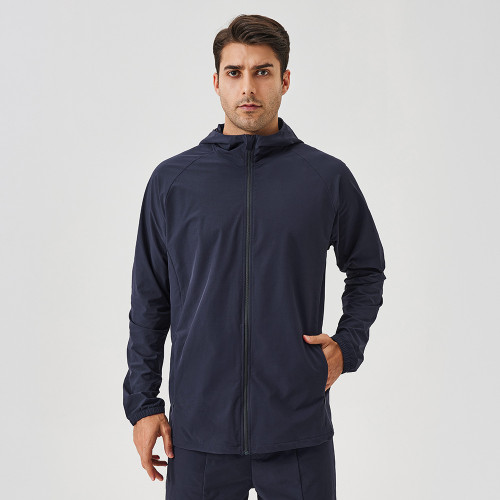 41522Autumn/Winter Men's Sports Jacket - Zipper Windproof Hooded Outdoor Fitness Wear | OEM/ODM Manufacturing for Wholesale | Ideal for Activewear Sourcing Agents and Brand Partners