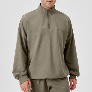 Men's Autumn/Winter Sports Hoodie - Loose Stand Collar, Half-Zip Long Sleeve for Casual Training | OEM, ODM, Wholesaling Available for Fitness Wear 41521