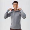 Wholesale Men's Autumn/Winter Sports Hoodie - Quick-Dry Moisture-Wicking Fitness Top, Slim-Fit Long Sleeve for Running & Training, OEM/ODM Services Offered - Style 31518