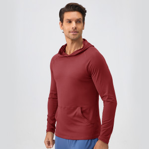 Wholesale Men's Autumn/Winter Sports Hoodie - Quick-Dry Moisture-Wicking Fitness Top, Slim-Fit Long Sleeve for Running & Training, OEM/ODM Services Offered - Style 31518