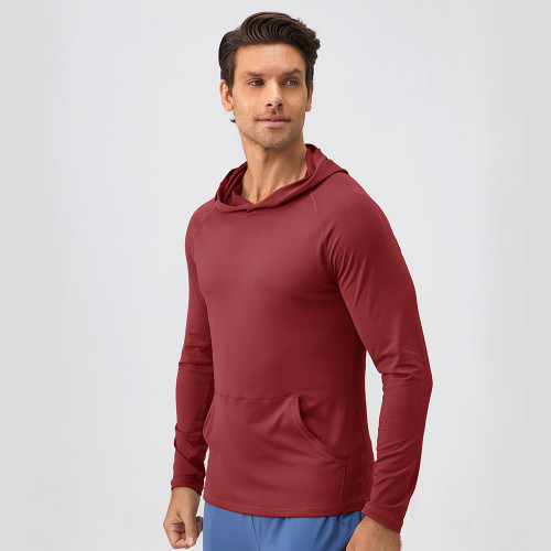 Wholesale Men's Autumn/Winter Sports Hoodie - Quick-Dry Moisture-Wicking Fitness Top, Slim-Fit Long Sleeve for Running & Training, OEM/ODM Services Offered - Style 31518