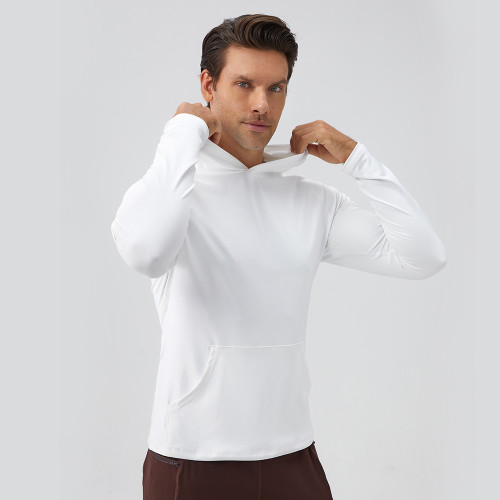 Wholesale Men's Autumn/Winter Sports Hoodie - Quick-Dry Moisture-Wicking Fitness Top, Slim-Fit Long Sleeve for Running & Training, OEM/ODM Services Offered - Style 31518
