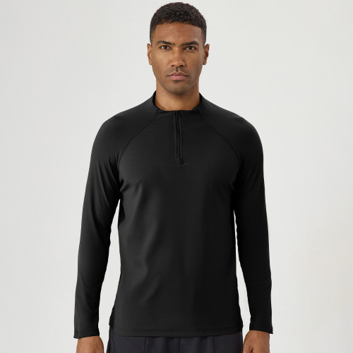 51526Custom OEM/ODM Men's Half-Zip Thermal Fleece-Lined Sportswear Manufacturing for Autumn Winter Running, Cycling & Outdoor Wear | Private Label & Bulk Supply for Global Wholesalers.